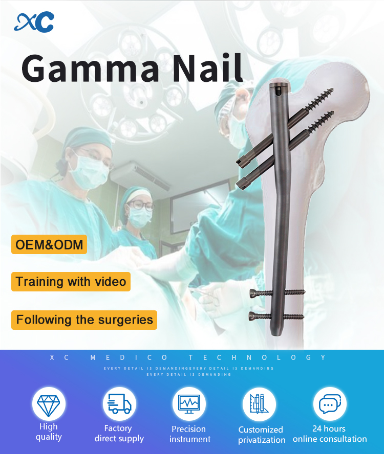 Titanium Gamma Nail | Proximal Femoral Fracture Fixation Implants - XC Medico - 1 Titanium Gamma Nail | Proksimaaliset reisiluun murtuman kiinnitysimplantit - XC Medico - 1