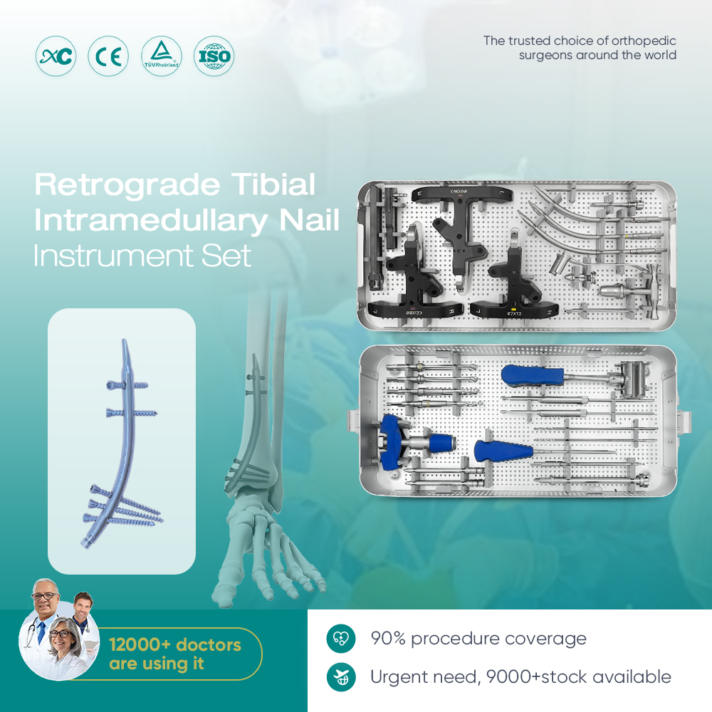 Retrograde Tibial Nail Instrument Set | Distal Tibia Fracture Fixation Kit | XC Medico