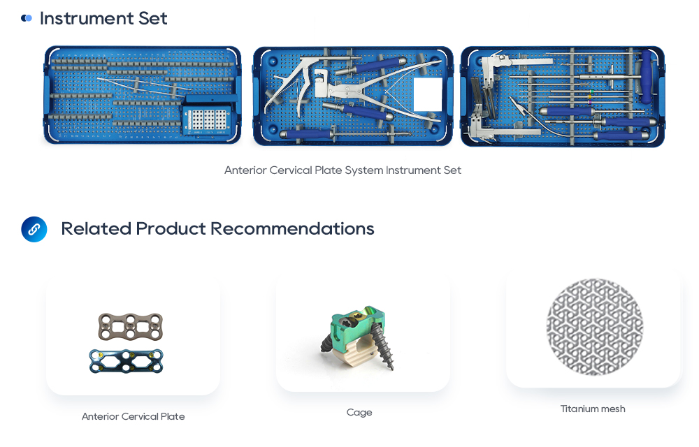 Angulation ya Vis Variable na Design ya Bas-Profil ya 2.0mm ya Plaque Cervical Anterior na Mod&egrave;le ya Spine
