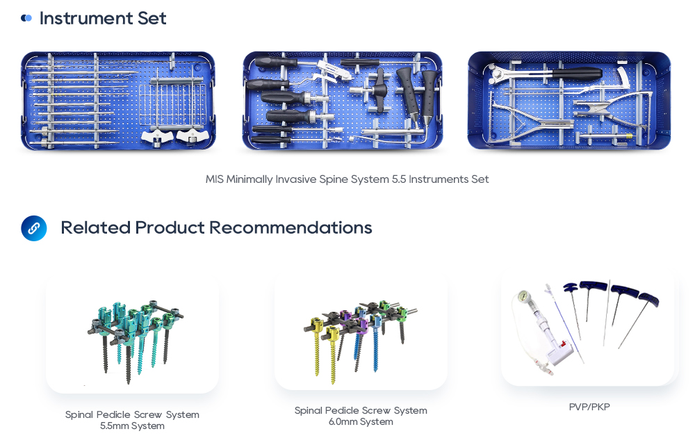 MIS Minimally Invasive Spine System 5.5 Surgical Instrument Set in Sterilization Trays