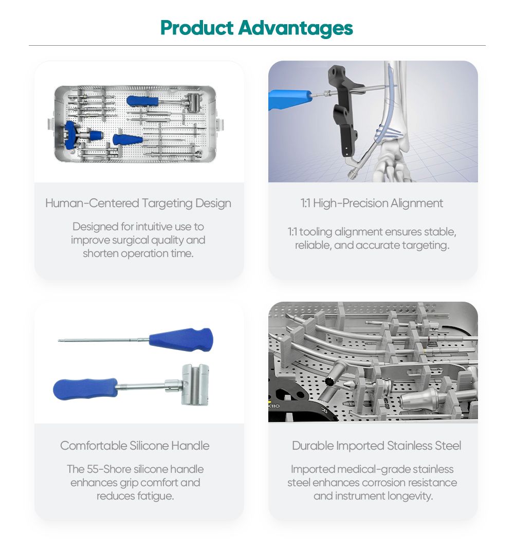 Retrograde Tibial Nail Instrument Set | Distal Tibia Fracture Fixation Kit | XC Medico