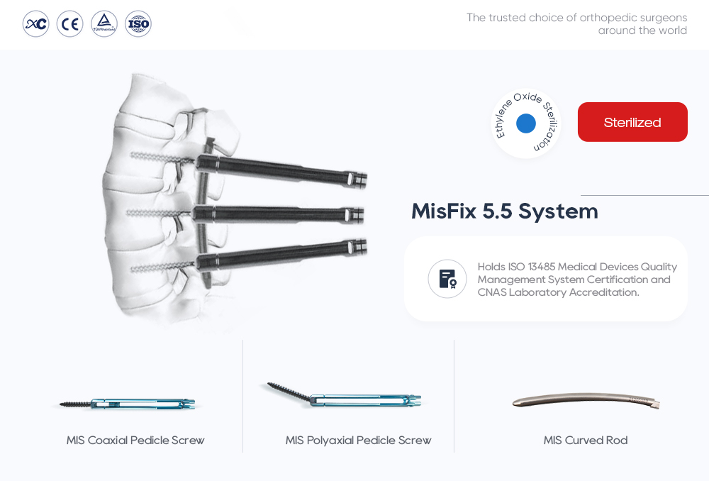Ethylene Oxide Sterilized MisFix 5.5 Minimally Invasive Spinal Pedicle Screw System