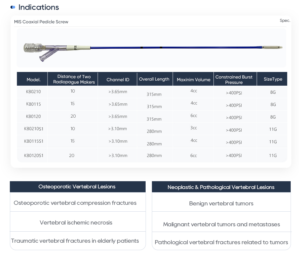Clinical Indications and Specifications of Vertebral Body Balloon for Osteoporotic Compression Fractures