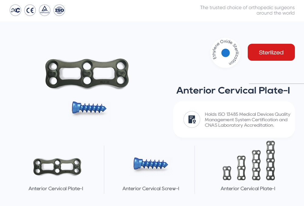 Syst&egrave;me ya plaque cervicale ant&eacute;rieure st&eacute;rilis&eacute;e na oxyde d'&eacute;thyl&egrave;ne-I na ba vis ya titane