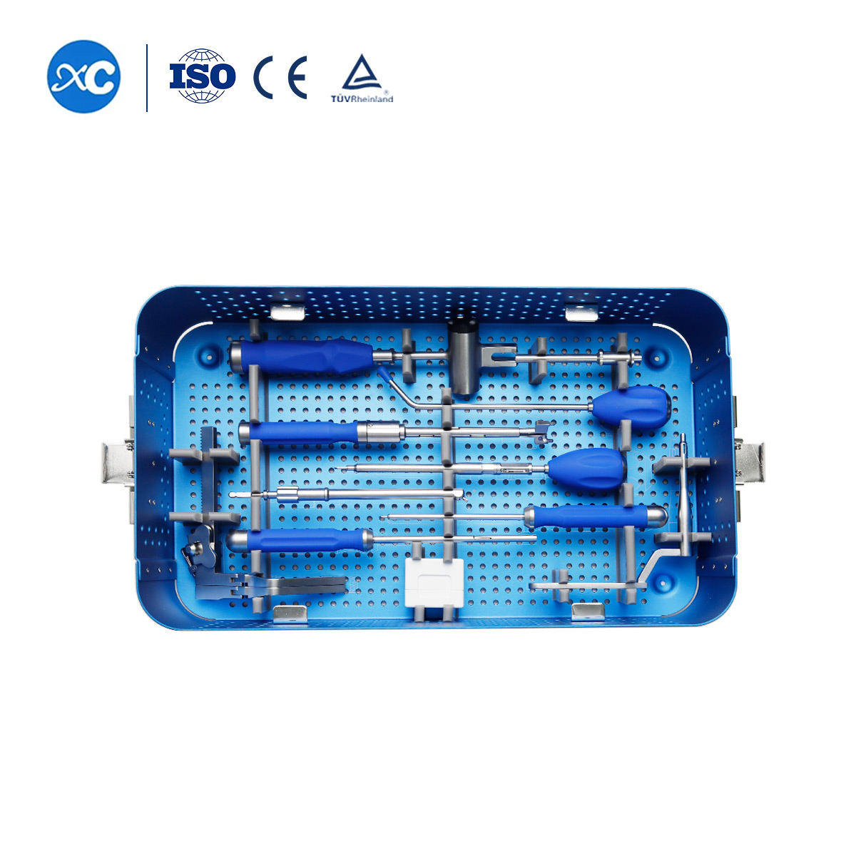 XC Medico offers a precision instrument set for Cervical PEEK Cages with 2 Locking Screws. Features torque-limiting screwdrivers, adjustable distractors, and a specification detection module for safe ACDF surgeries.