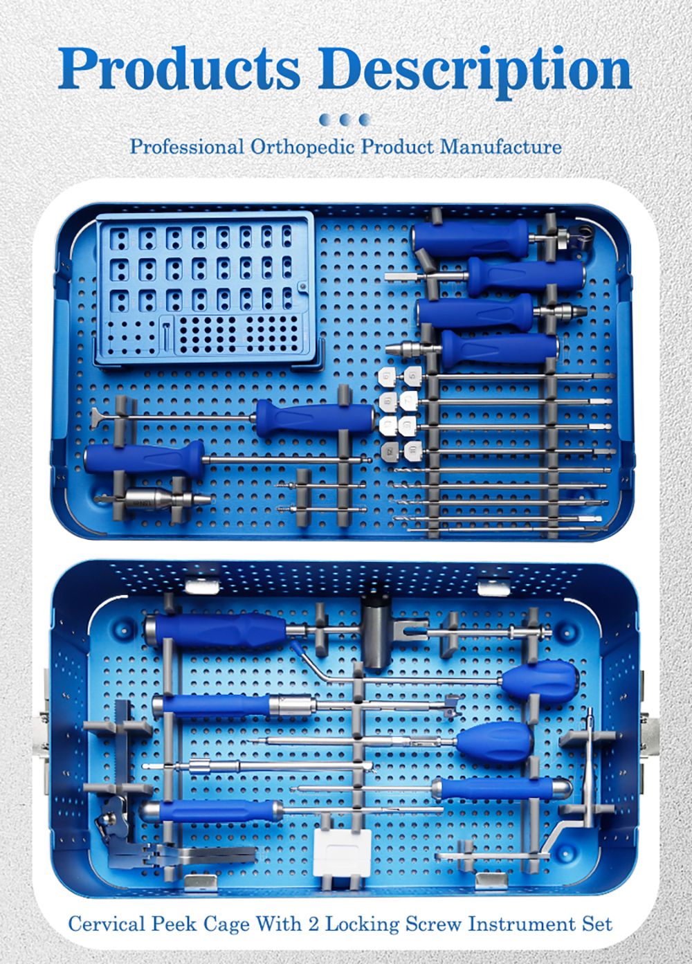 Cervical Peek Cage With 2 Locking Screw Instrument Set - XC Medico