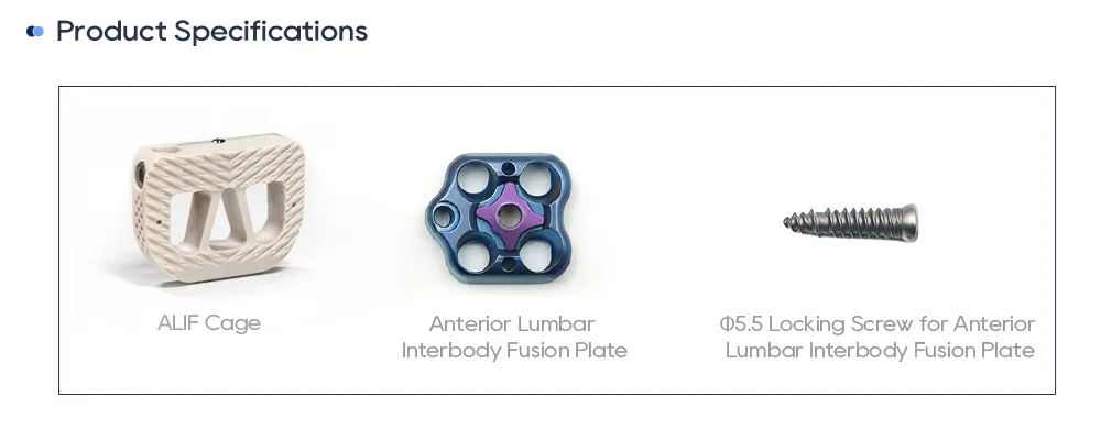 ALIF cage, anterior lumbar interbody fusion plate and Φ5.5 locking screw specifications