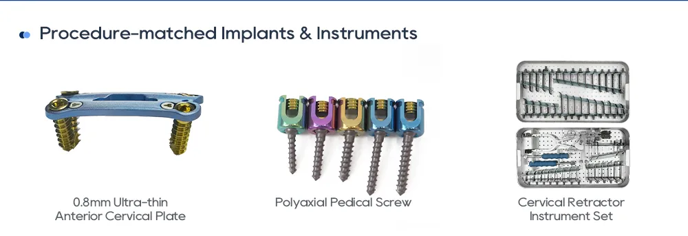 0.8mm ultra-thin antεriכr sεvikal plet, polyaxial pedikl skru εn sεvikal rεtrakt instrכmεnt sεt