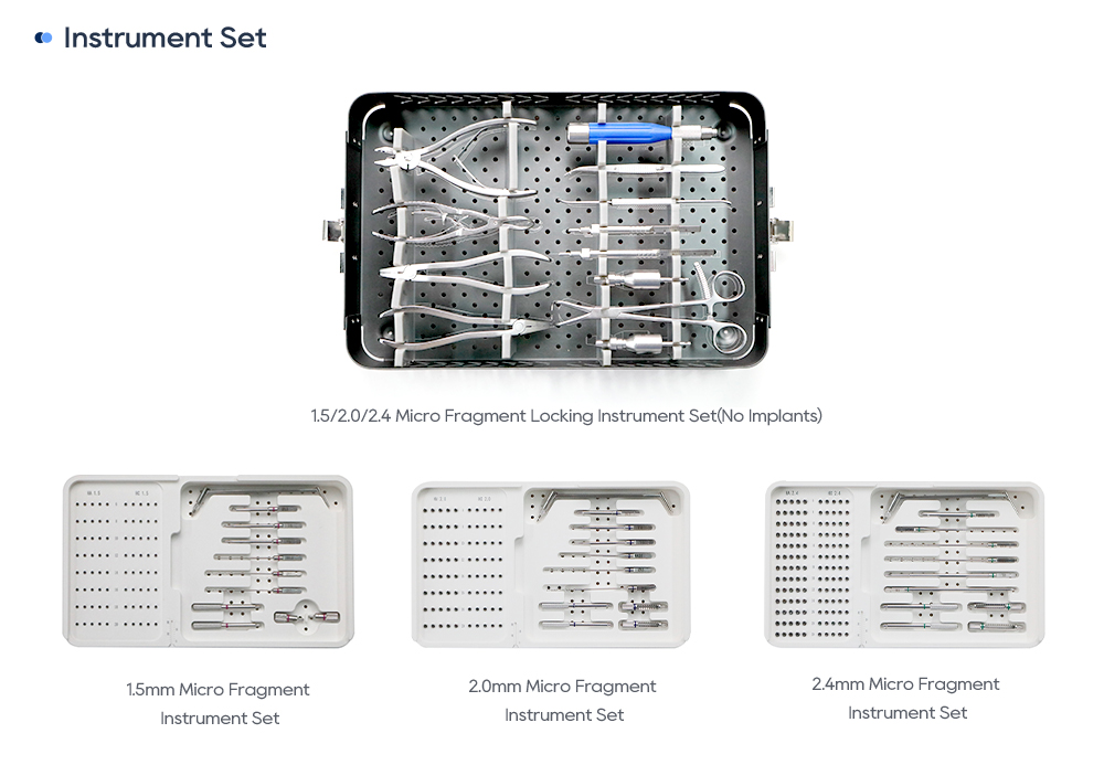 Modular Orthopedic Sterilization Trays for 1.5mm, 2.0mm, and 2.4mm Micro Fragment Instruments
