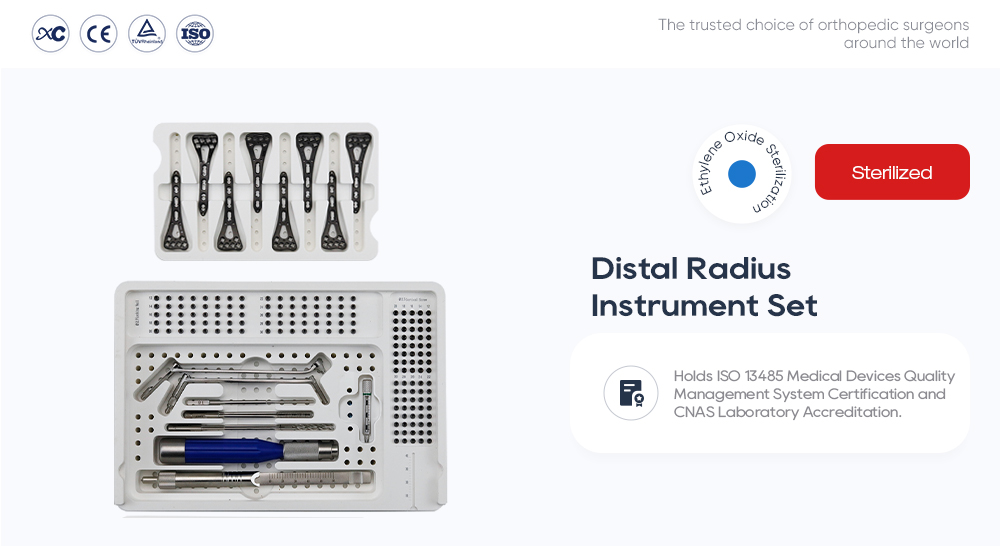 Distal Radius Locking Plate and Sterilized Surgical Instrument Set for Wrist Fractures