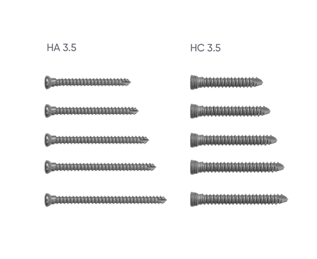 2.4 mm locking and cortical screw options