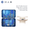 Zero profile cervical cage instrument tray with trials, awl and drill guider