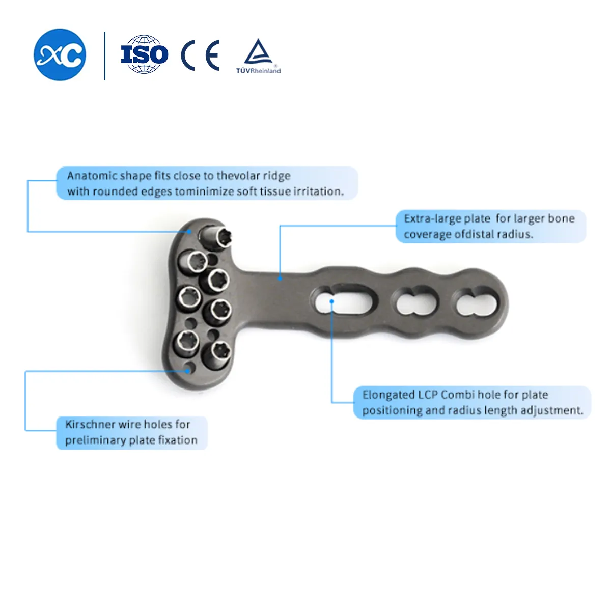 Distal radius locking plate DVR with Stardrive locking screws, oblique view