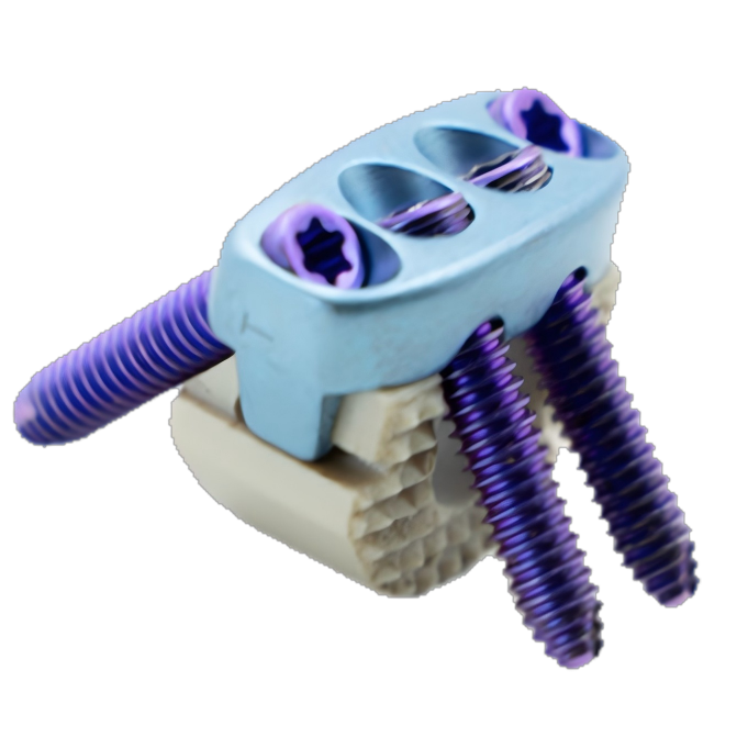 Zero profile cervical cage with four-hole fixation
