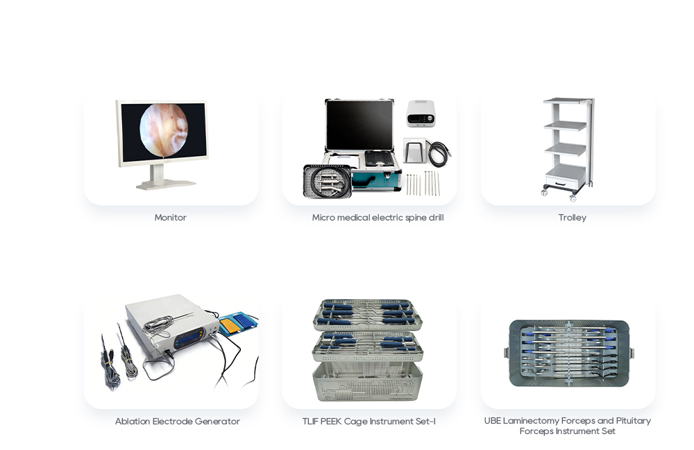 Suggested Combinations: Monitor, Electric spine drill, Trolley, Ablation Electrode Generator, UBE Laminectomy Instrument Set