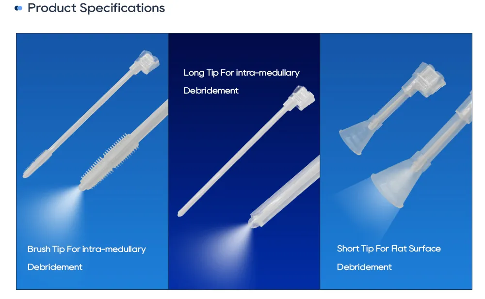 Brush long and short pulsed lavage tip configurations