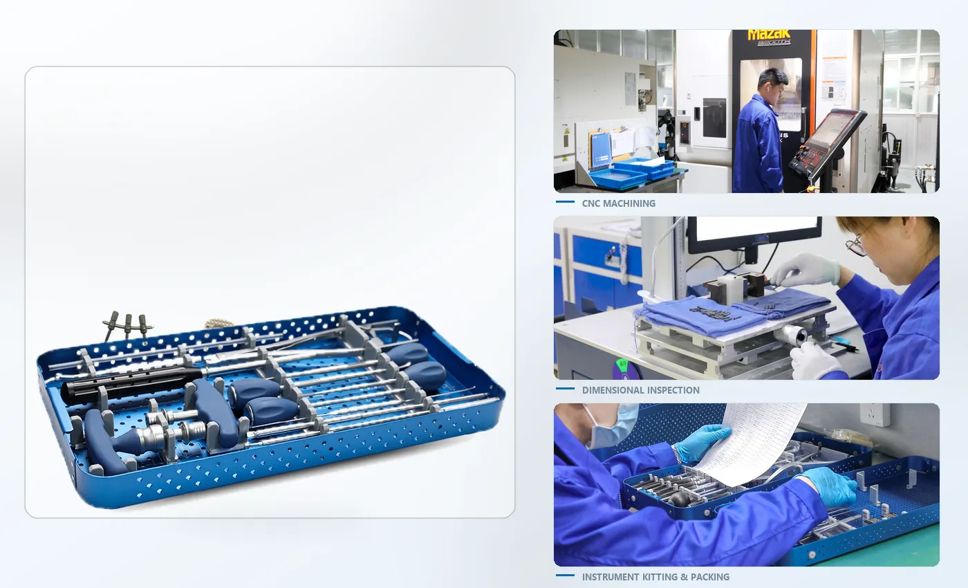 XC Medico spine implants, matched instruments, machining and dimensional inspection