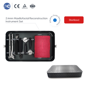 2.4mm maxillofacial reconstruction instrument set in sterilization tray