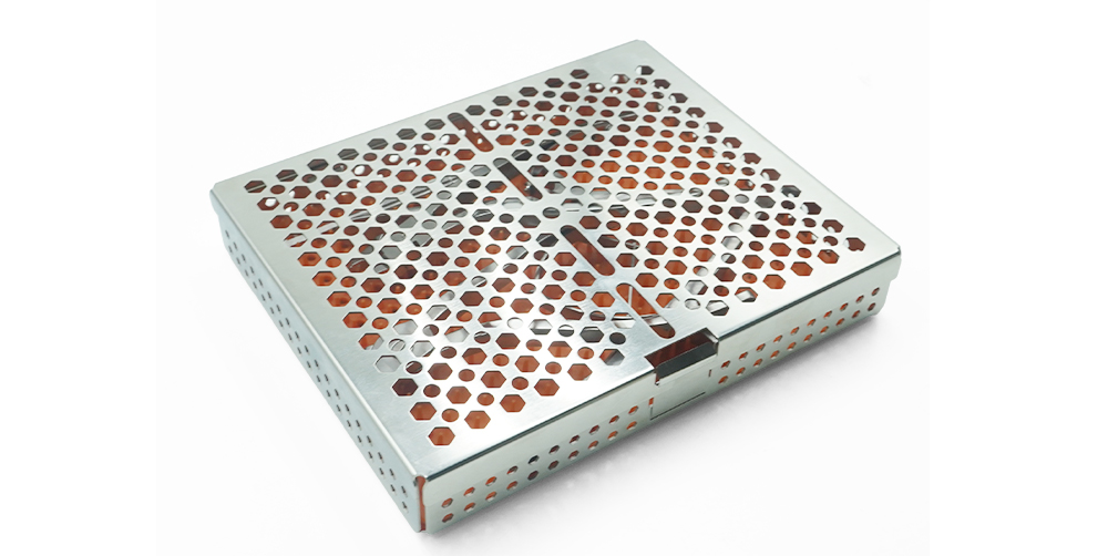 Perforated stainless steel sterilization case for hybrid intermaxillary fixation instruments