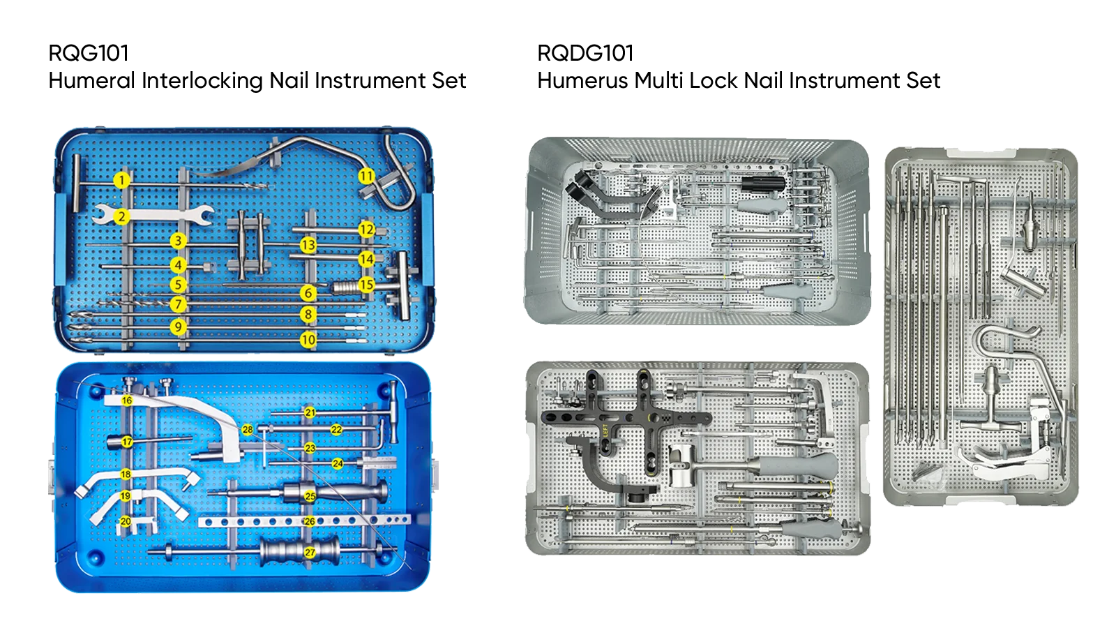 Dedicated humeral intramedullary nail instrument sets