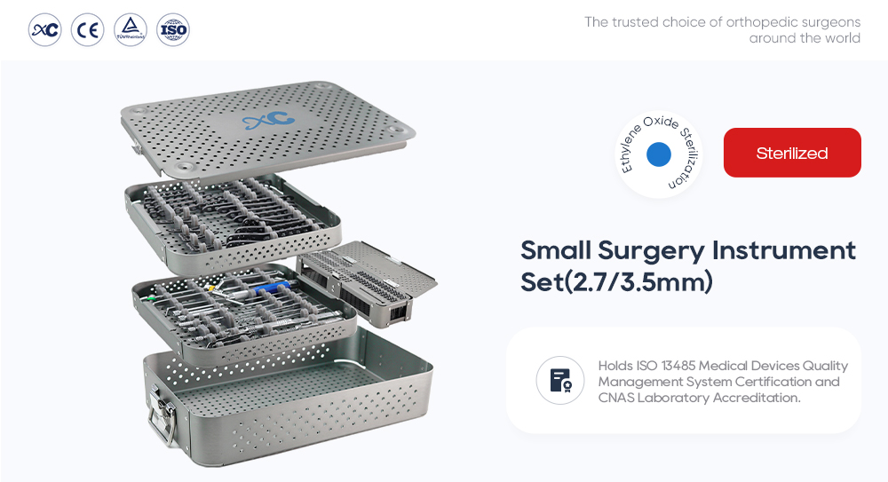 Ethylene Oxide Sterilized Small Surgery Instrument Set 2.7mm 3.5mm in Multi-layer Tray