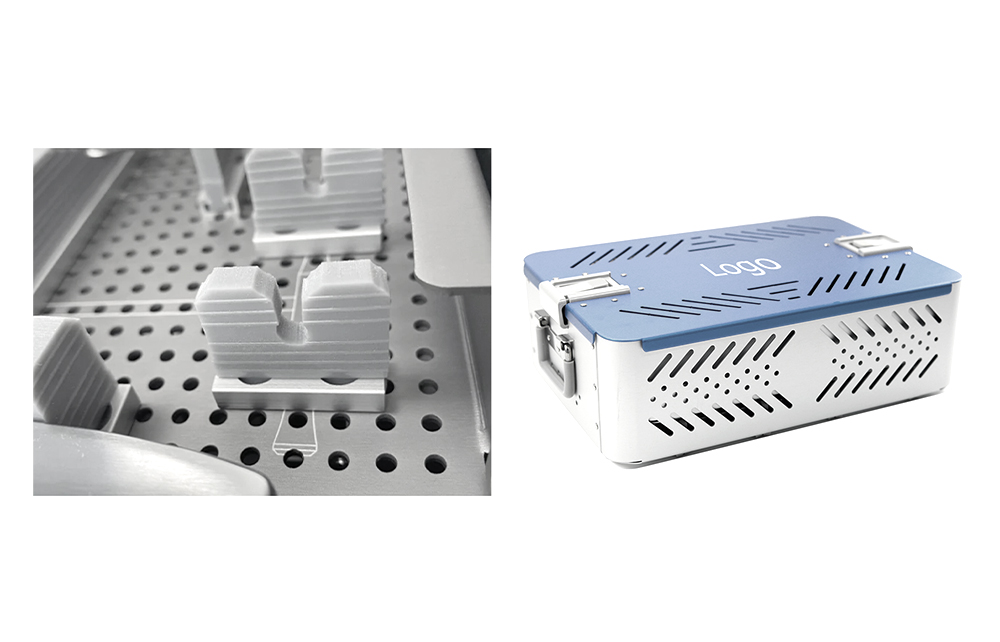 Aluminum Orthopedic Sterilization Box with Silicone Brackets and High-Precision Manufacturing