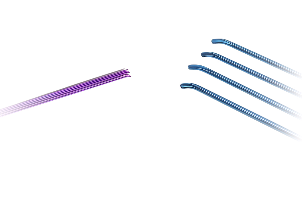 Titanium alloy elastic intramedullary nail material and polished curved nail tips