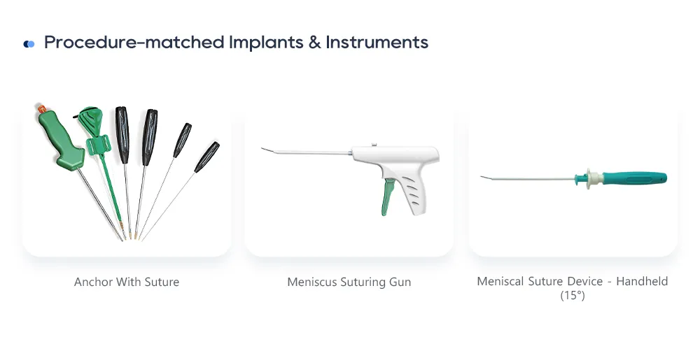 Suture anchors meniscus suturing gun and handheld meniscal suture device