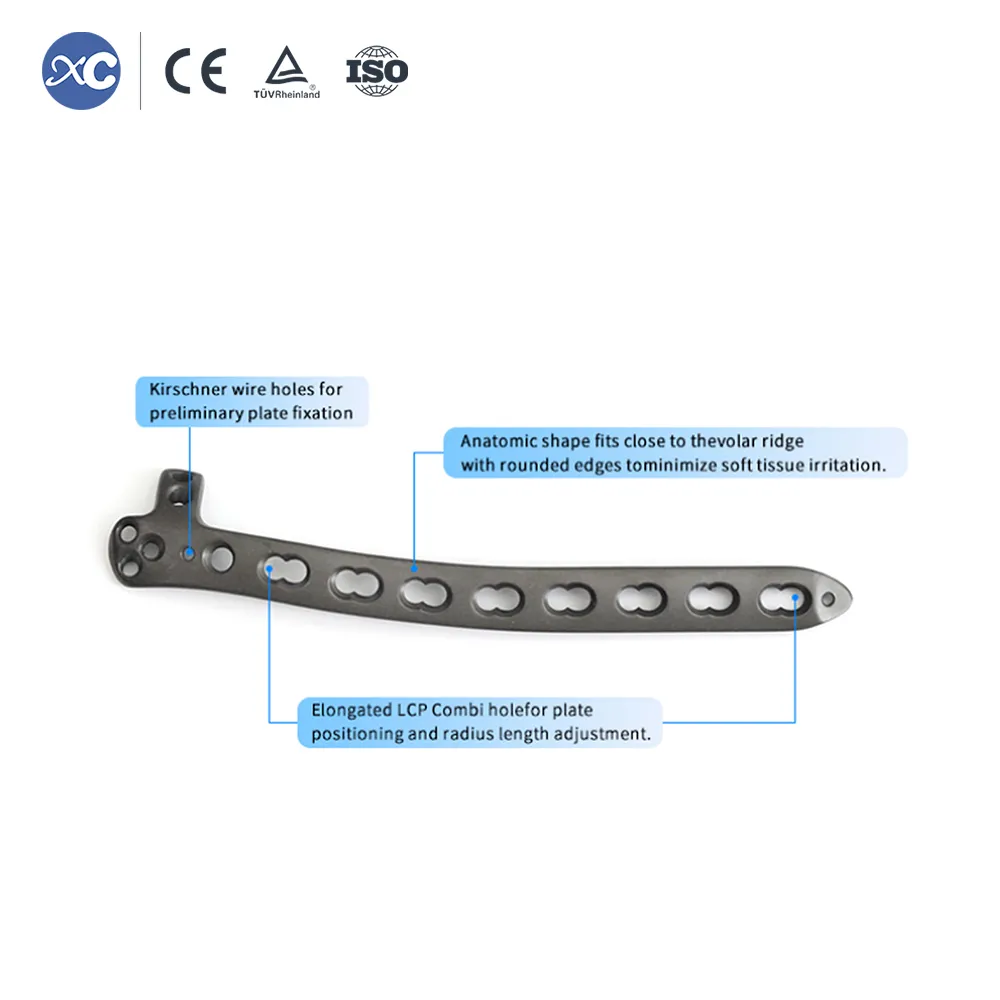 Lateral distal humerus locking plate with combination holes, side view