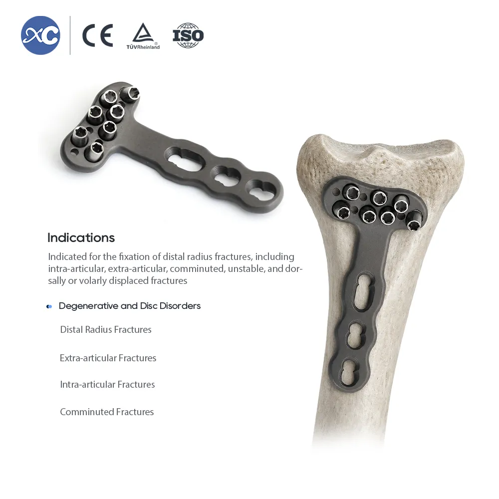 Close-up of distal radius locking plate DVR head locking holes
