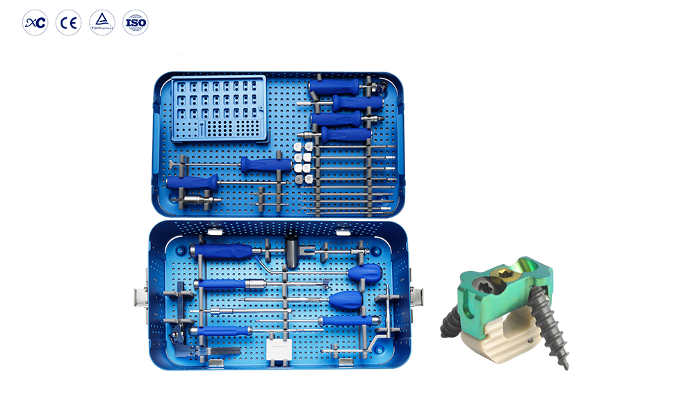 2 つのロックネジ器具セット付き頸部 PEEK ケージ