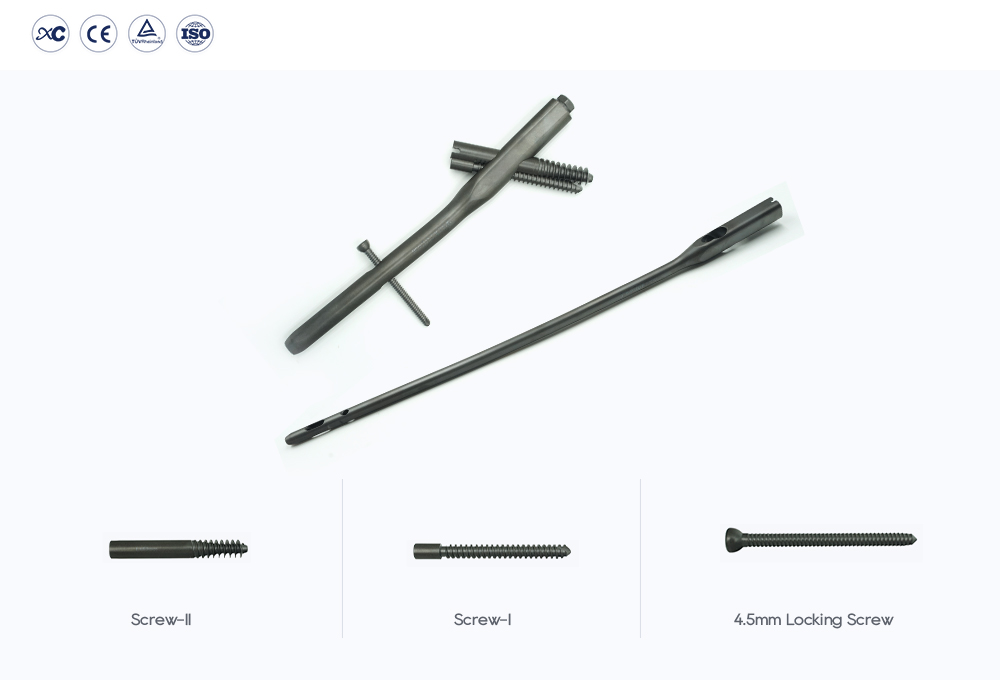 Intertan Nail with Screw-I, Screw-II, and 4.5mm Locking Screw