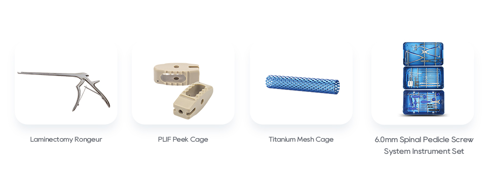 Related Orthopedic Spine Products Recommendations: Laminectomy Rongeur, PLIF Peek Cage, Titanium Mesh Cage