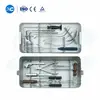 Hip surgery instrument set with two stainless steel sterilization trays