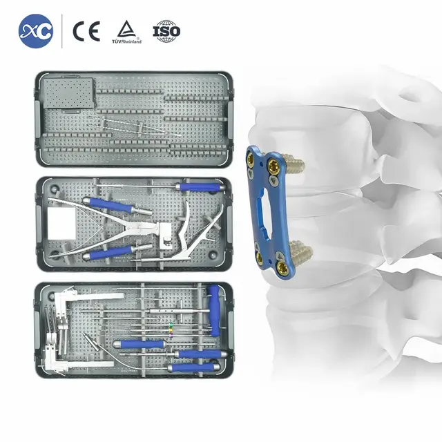 0.8mm ultra-thin anterior cervical plate instrument set in three-layer sterilization trays