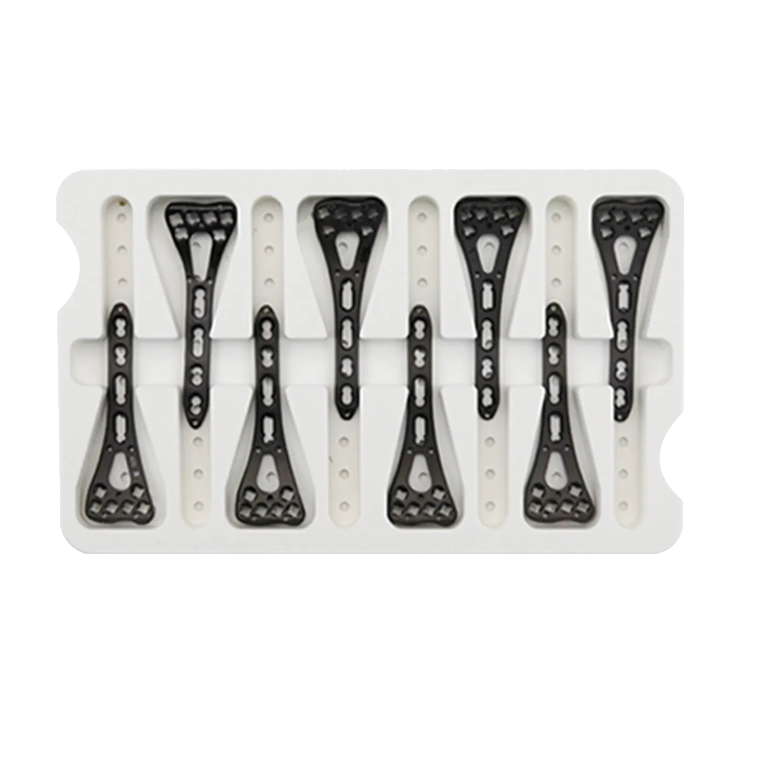 Distal radius locking plate implant tray with left and right plates