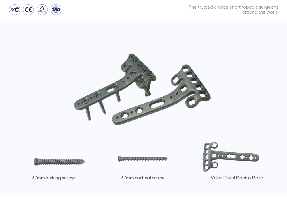 Distal Radius Volar Multi-axial Locking Plate with 2.7mm locking and cortical screws