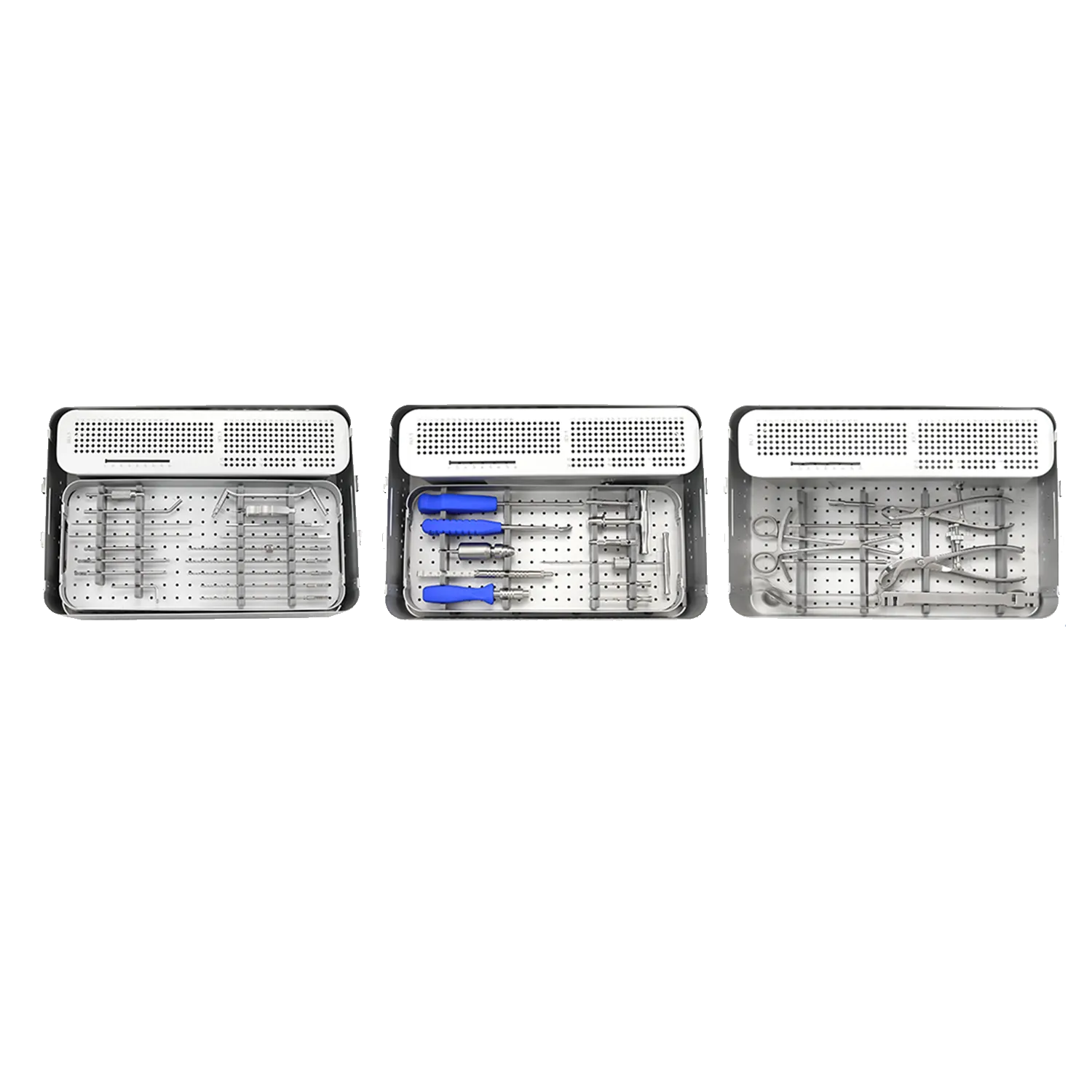 Small fragment locking instrument set in three sterilization cases