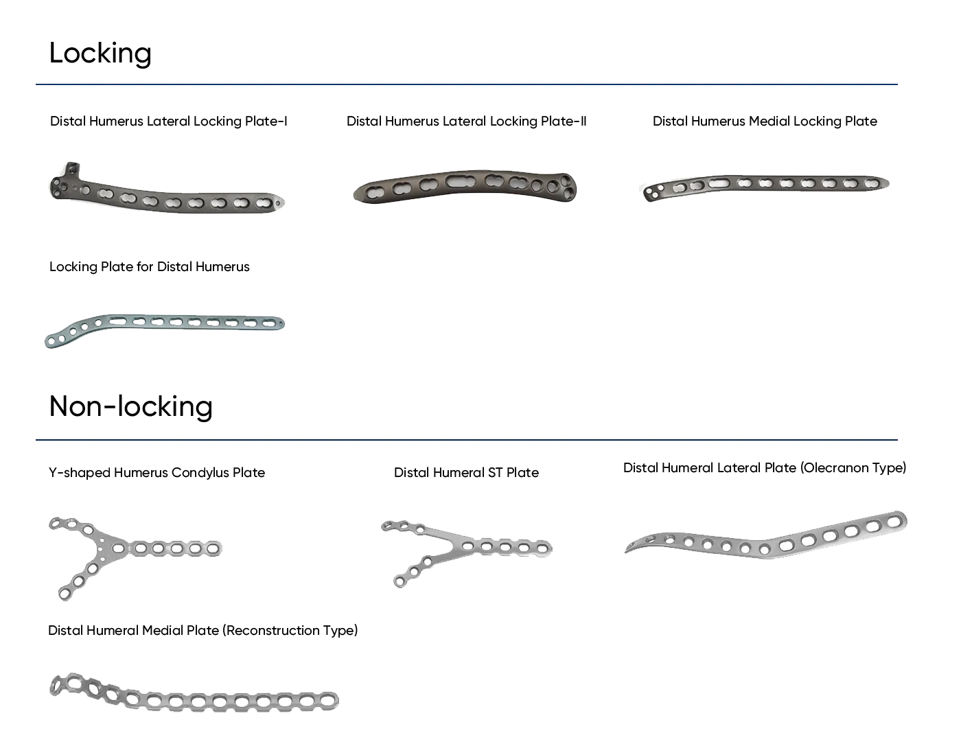 Complete distal humerus plate screw and instrument configuration