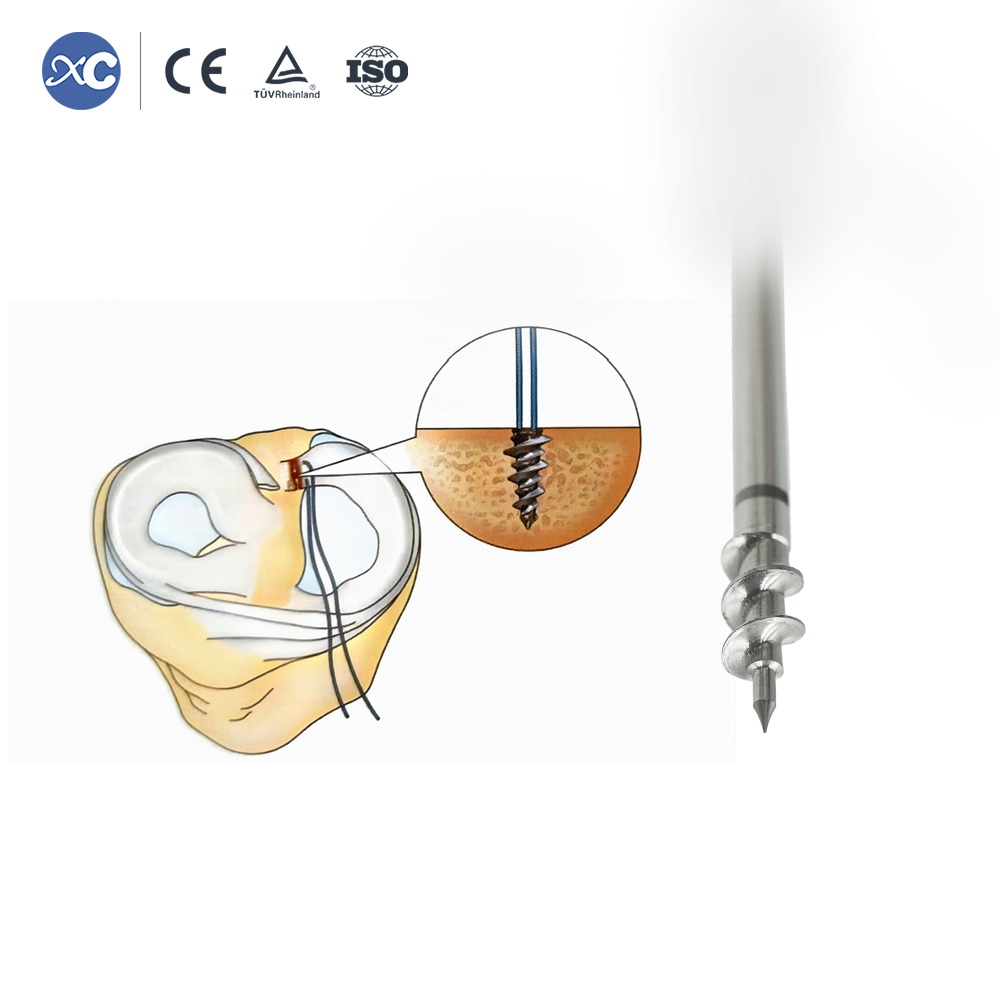 Self-tapping TC4 titanium suture anchor thread close-up